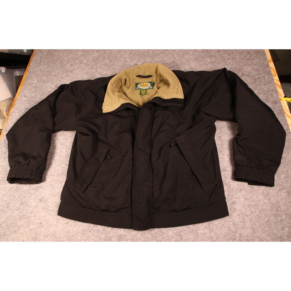 Cabela's Men's Gore-Tex Canvas Hunting Jacket L Fleece Lined Full Zip Black